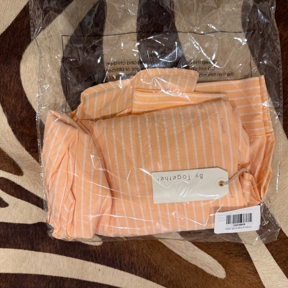 Bettie Striped Button Down Top In neon peach - Picture 4 of 4